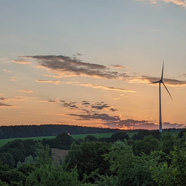Sunset and wind turbine